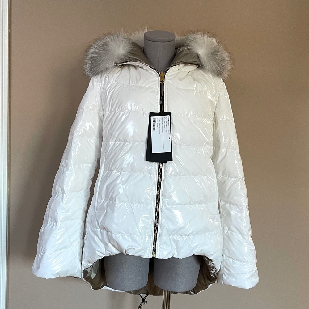 NWT Gorski High-Low Après-Ski Jacket Fox Fur Trim